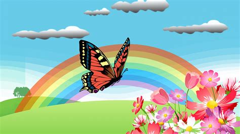 Butterfly And Rainbow Wallpaper Backiee