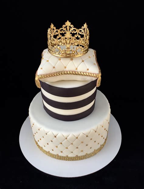 Maybe you would like to learn more about one of these? White black and gold crown cake | Birthday cake crown ...