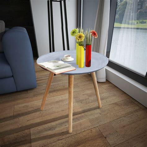 Round Side Table / Coffee Table Gray Concrete Effect