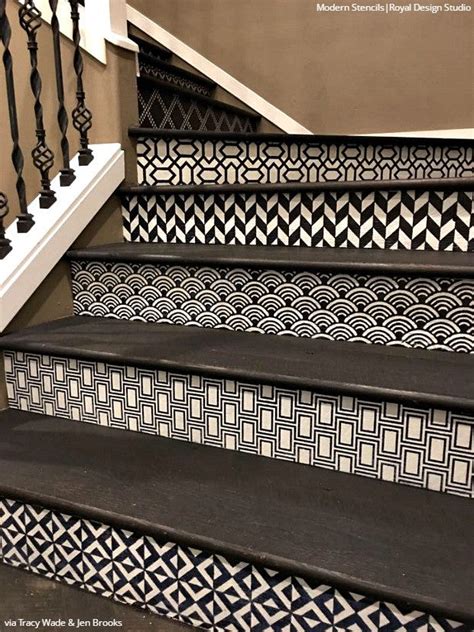 12 Stencil Ideas For Your Stairs Paint Stair Risers With Diy Design