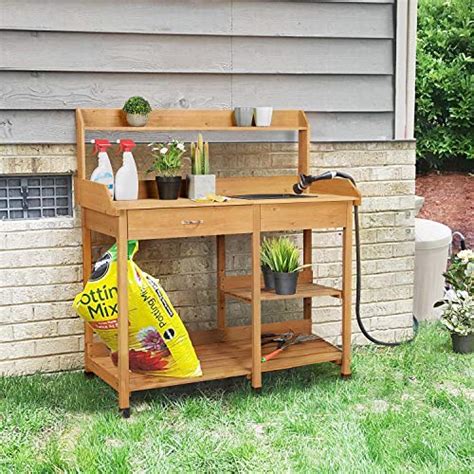 Yaheetech Potting Bench Outdoor Garden Work Bench Station Planting