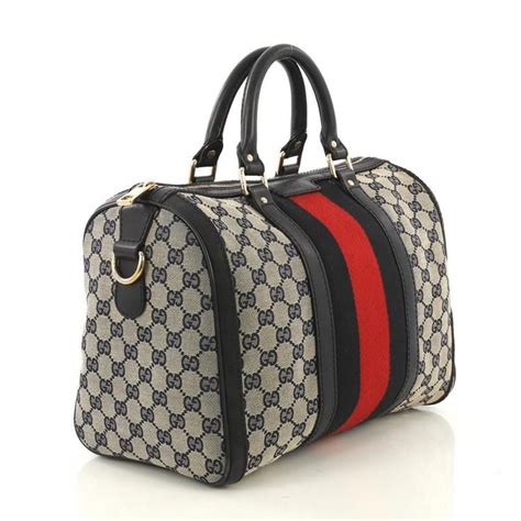 Gucci Vintage Web Boston Bag Gg Canvas Medium At 1stdibs