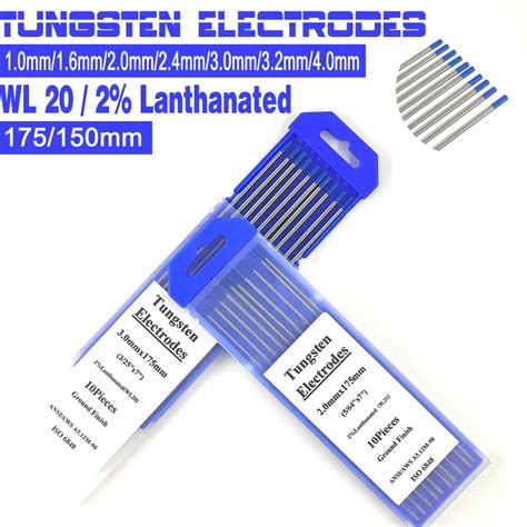 10pcs 150mm 175mm 2 Lanthanated WL20 Tungsten Electrodes TIG Welding