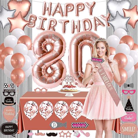 Rose Gold 80th Birthday Decorations for Women 80 Birthday | Etsy