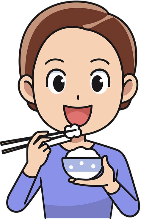 Woman eating rice with chopsticks clipart. Free download transparent
