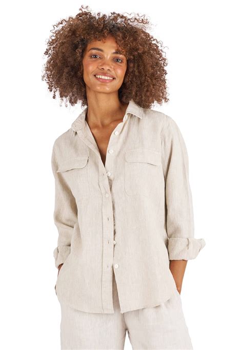 Lete Linen Natural Relaxed Linen Shirt With Pockets Camixa