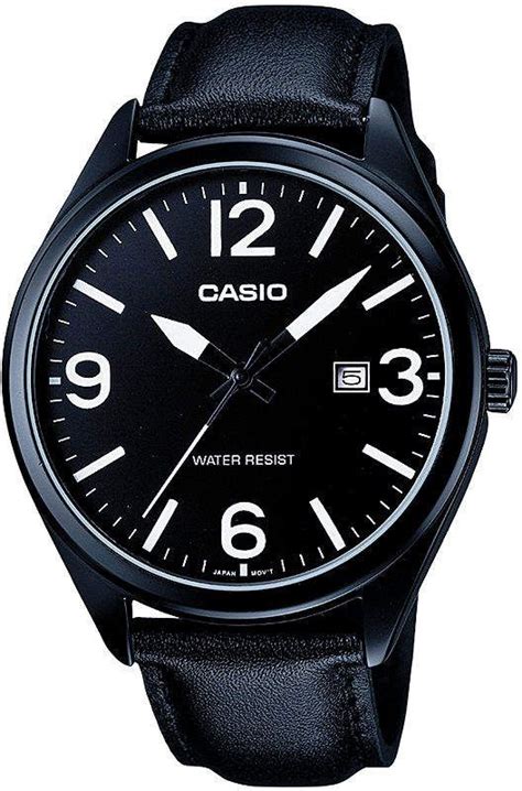 Casio Mens Black Leather Strap Watch Mtp1342l 1b1 Black Leather Strap Mens Casual Watches