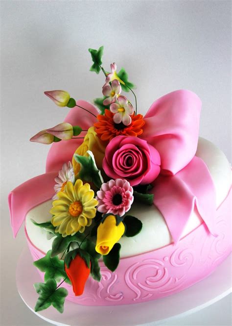 27 Awesome Photo Of Happy Birthday Flower Cake Davemelillo Com