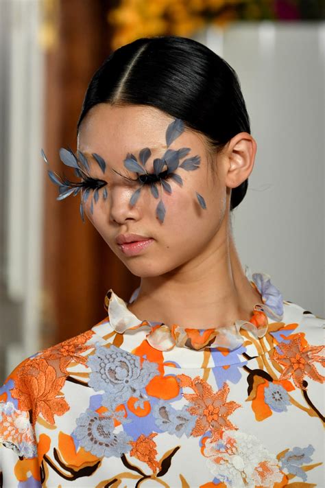 Pat McGrath Feather Lashes and Floral Face Paint at Valentino Couture