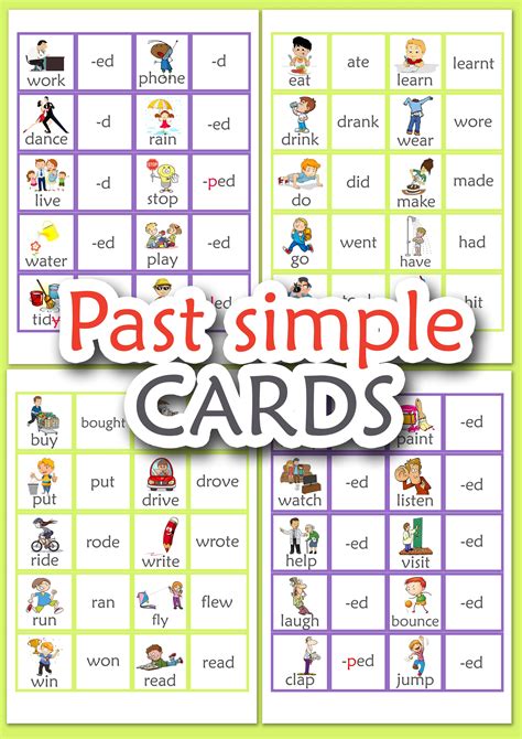 Past Simple Cards Cards For Practicing Regular And Irregular Past Forms Of Verbs Funny