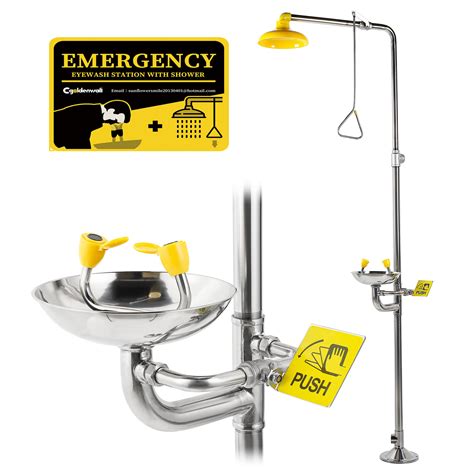 Buy CGOLDENWALL Emergency Shower And Eyewash Station Combination Eye Wash Station Safety Shower