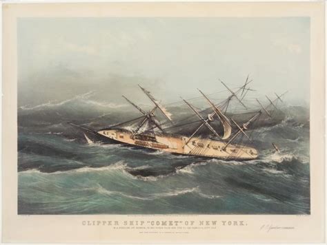 Clipper Ship Comet Of New York In A Hurricane Off Bermuda On Her