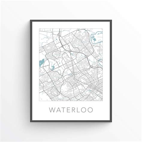 Waterloo Map Print Waterloo On Waterloo City Map Waterloo Etsy Canada