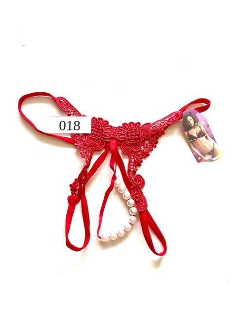 018 Chinese Ribbon Pearl G String Panty Lady Ladies Woman Women Lingerie Sexy Lingerie G