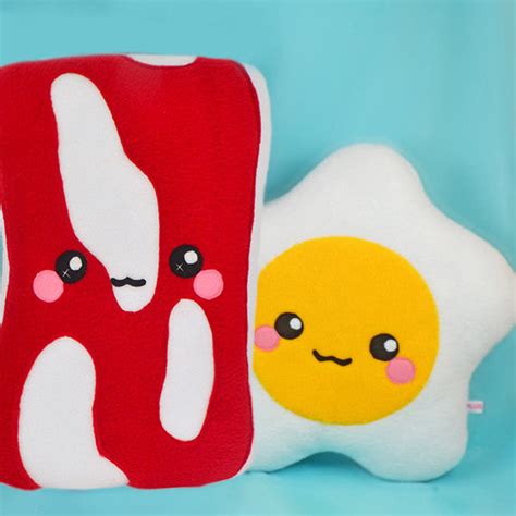 Big Bacon And Egg Plush Toys Pillows Cushions Geekery Plushies Kawaii