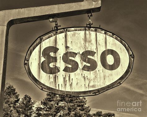 Vintage 1960s Esso Gas Station Sign Retro Sepia Photograph By Paul Ward