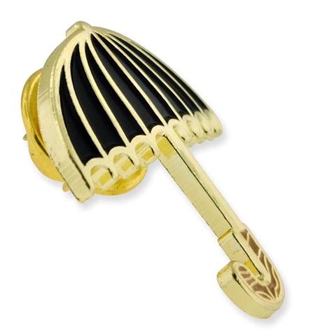 Pinmarts Black Traditional Umbrella Enamel Lapel Pin Details Can