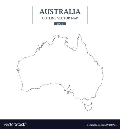 Australia Map Outline Border On White Background Vector Image