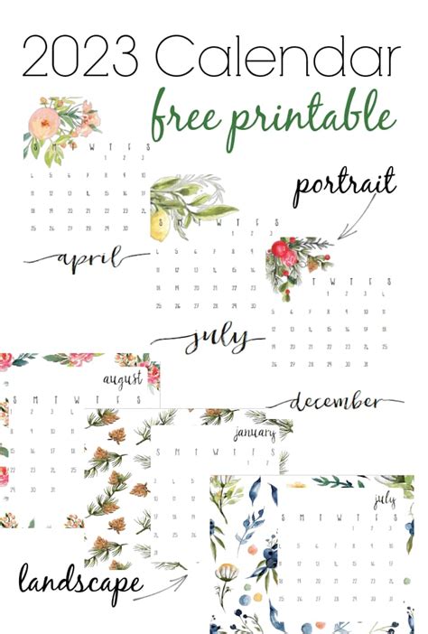 Printable 2023 Calendars Floral Watercolor Designs Refresh Living