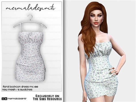 Floral Bodycon Dress Mc188 The Sims 4 Catalog