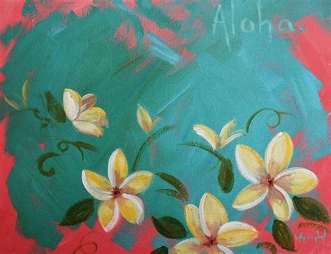 Acrylic Aloha Hawaiian Flower Painting 11 X 14 Tropical Flowers