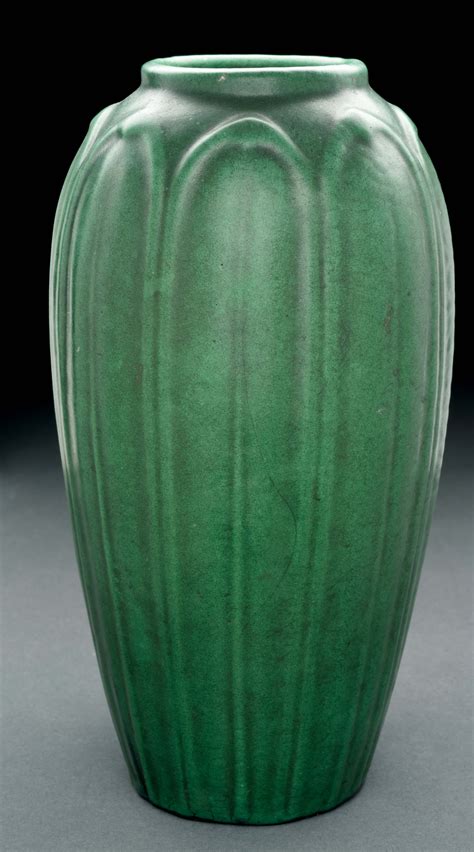 Lot Detail Matte Green Pottery Vase