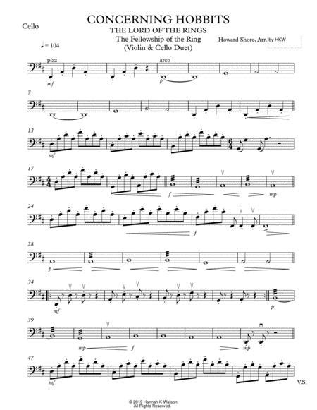 Concerning Hobbits The Lord Of The Rings Violin And Cello Duet Sheet
