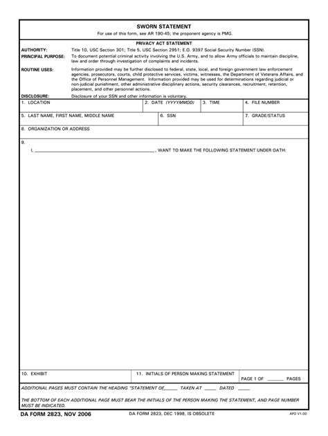 Da Form 2023 Sworn Statement Printable Forms Free Online