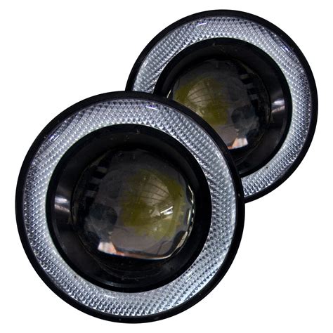 Race Sport® Round Projector Led Fog Lights With Color Halo