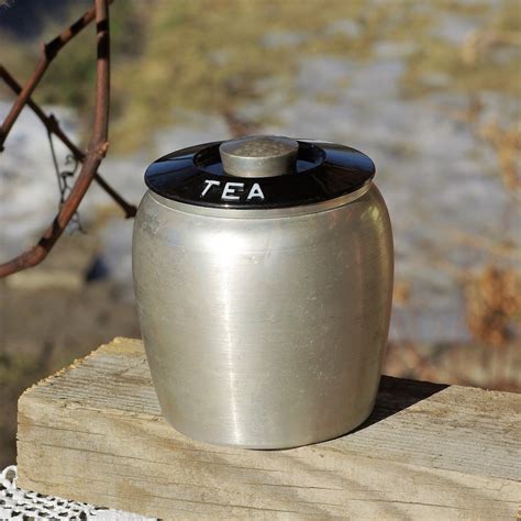 Metal Tea Box With Lid Tea Canister 1950s By Kromex Spun Aluminum