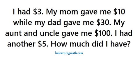 Last month i introduced my boyfriend to her and she was great. Where Are My Smart Friends?? I Had $3.00. My Mom Gave $10.00. My Dad Gave $30.00. My Aunt And ...