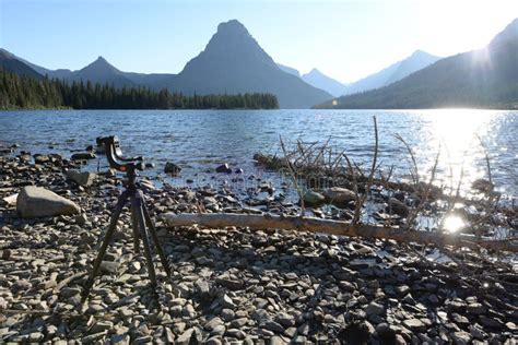 Landscape Of Two Medicine Lake In Glacier National Park Usa Stock Photo