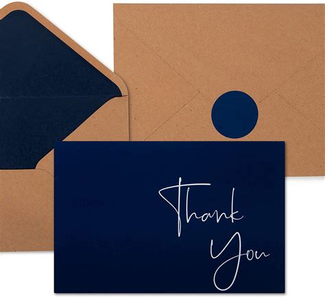 Amazon Com Navy Blue Thank You Cards With Envelopes Stickers