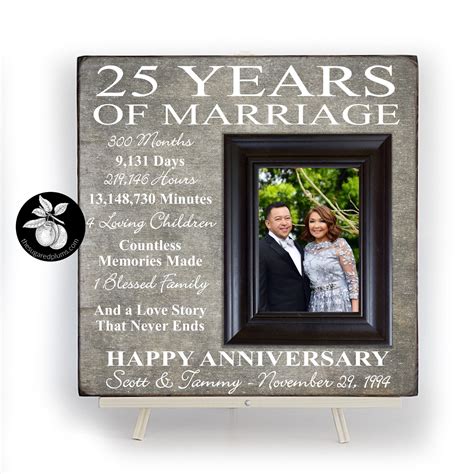 Traditionally recognized with a gift of silver, the 25th anniversary is a monumental event in every couple's marriage. 25th Anniversary Gift for Parents, Anniversary Picture ...