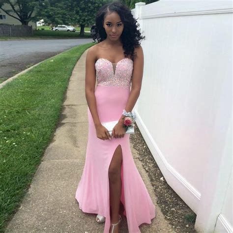 016 Fashion Senior High School Prom Dresses Beaded Sweetheart Pink Long