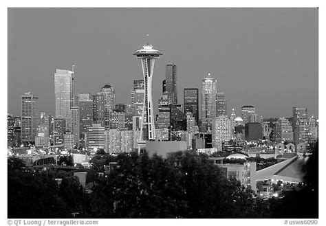 Black And White Picturephoto Seattle Skyline At Dusk Seattle Washington