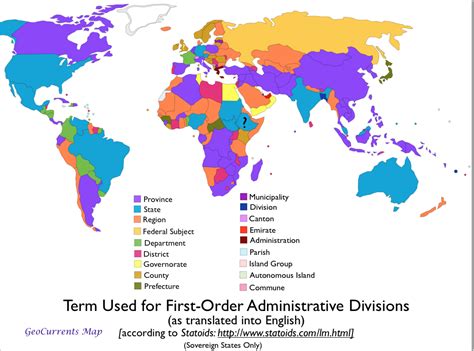 Mapping The Terms Used For First Order Administrative Divisions