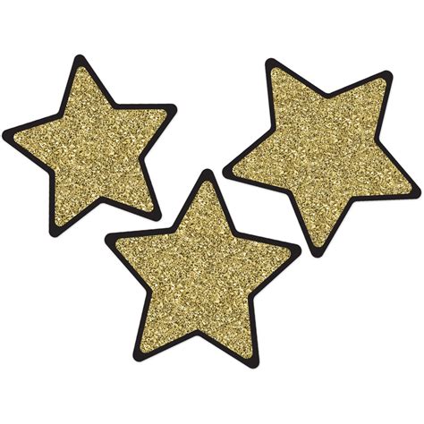 Sparkle Shine Solid Gold Glitter Stars Cut Outs Classroom