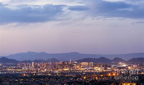 Downtown Phoenix Arizona Dusk Panorama Photograph By Ken Brown Fine