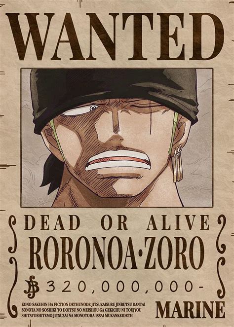 Zoro Bounty Wanted Poster One Piece Digital Art By Anime One Piece
