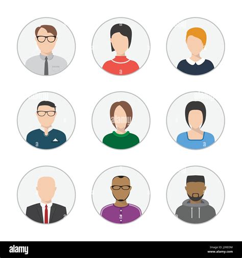 Set Of Vector Flat Style People Faces Characters Portraits And Avatars