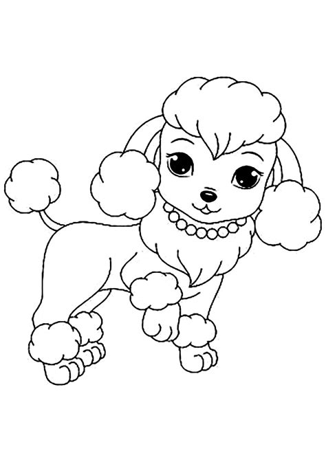 Dog free to color for children : cute female dog - Dogs Kids Coloring Pages