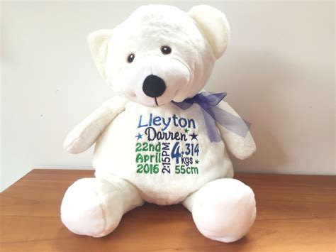 Personalised Baby T Embroidered Teddy Bear Personalised Plush By