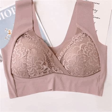 Rosy Lift Bra Plus Size Comfort Extra Elastic Wireless Support Lace Bra From M To 5xl Ceelic