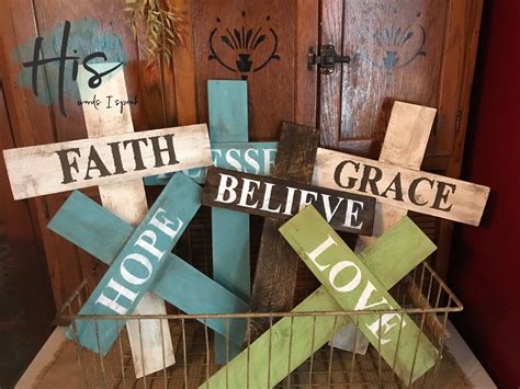 Pallet Crosses Faith Hope Love Blessed Believe Grace