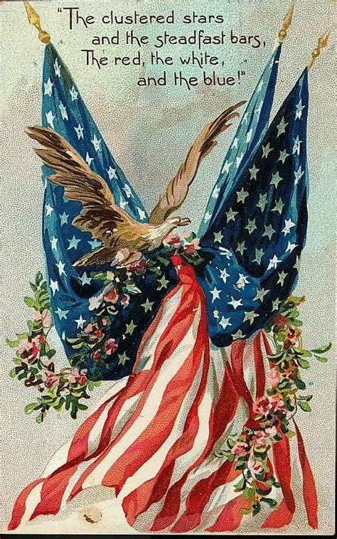 Vintage 4th Of July Fabric Block American Flag Eagle American Symbols Hot Sex Picture