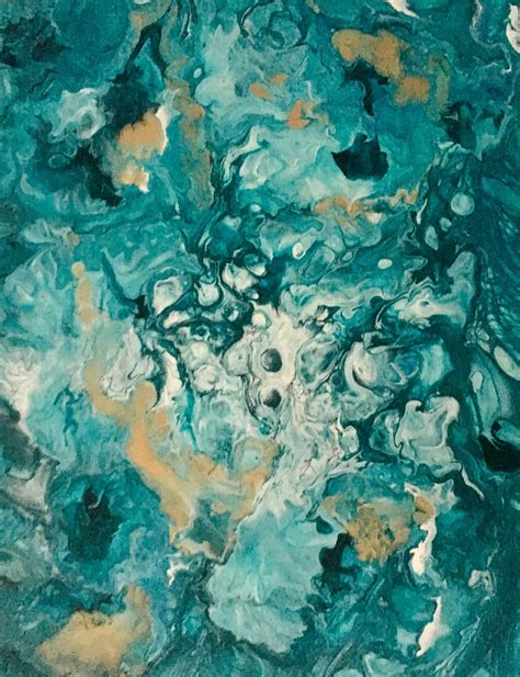 Turquoise Acrylic Pour Acrylic Pouring Painting Abstract Artwork
