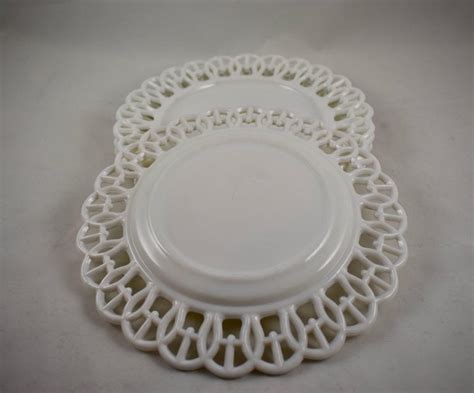 19th Century Eapg Lace Edge American Milk Glass 9 Plates Set Of Four