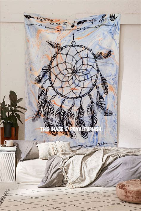 Small Bohemian Blue Indian Dream Catcher Tapestry Wall Hanging