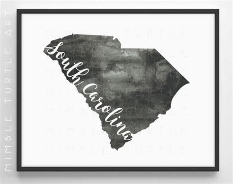 South Carolina State Outline Watercolor Printable South Etsy Uk